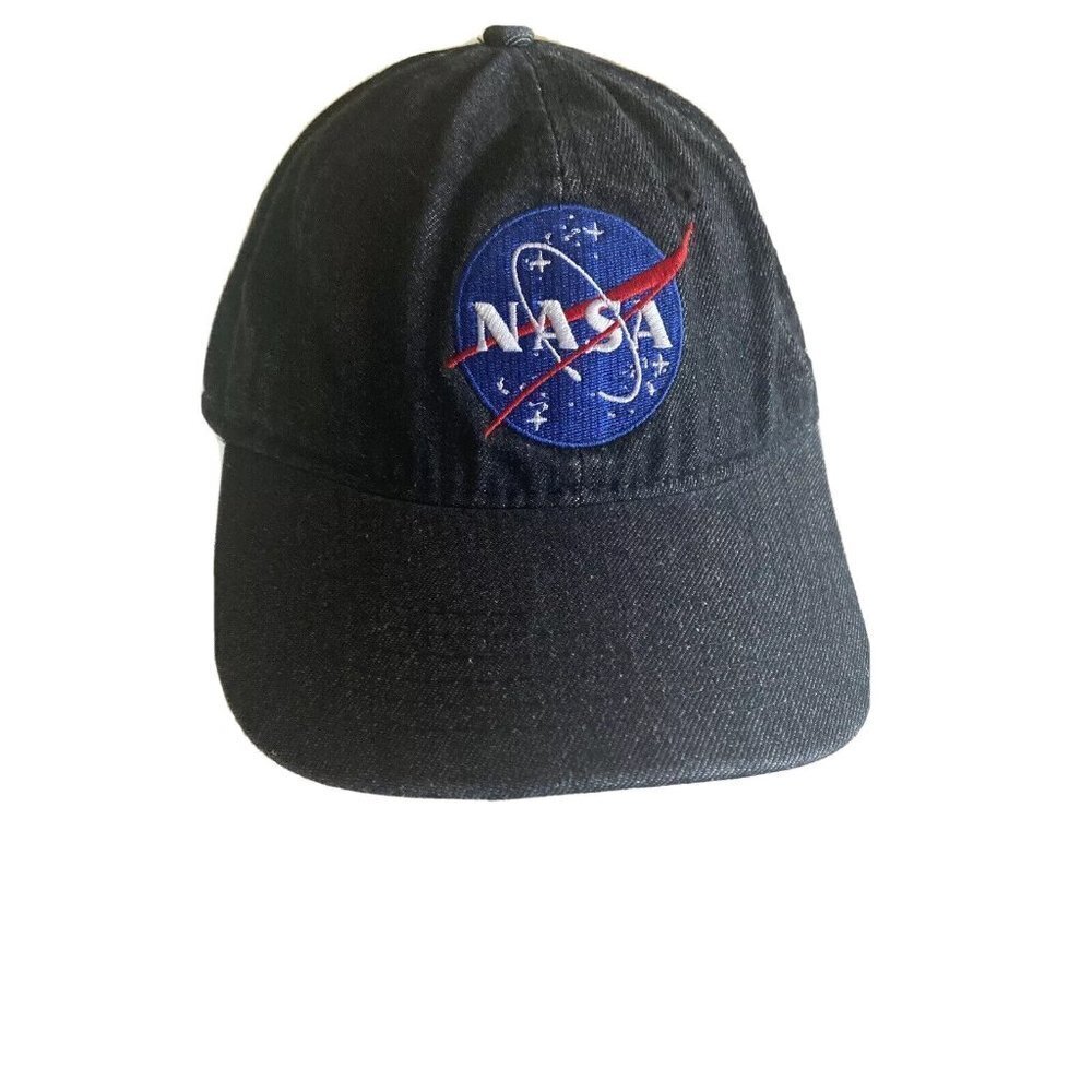 NASA Baseball Cap Dark Wash Denim Logo Dad Hat Adjustable Strap Unisex OS